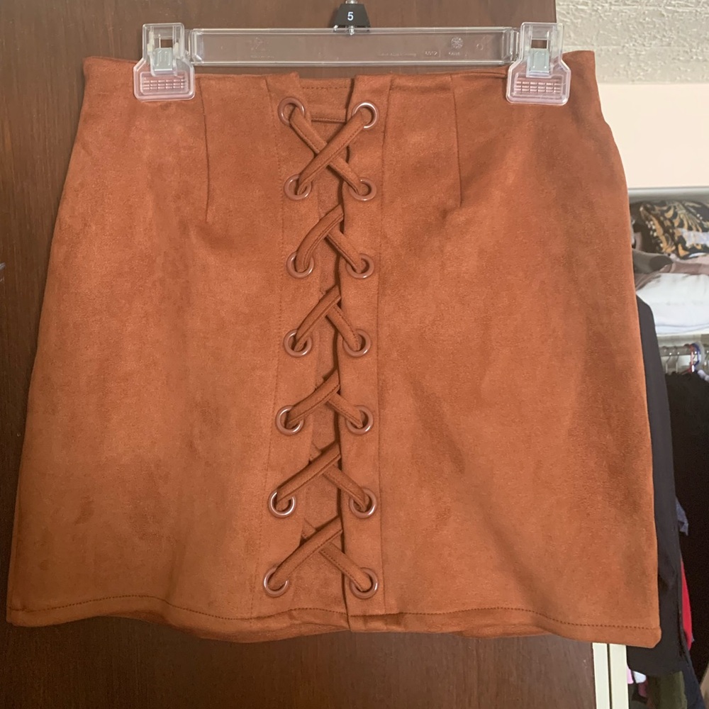 Brown Suede Mini Skirt